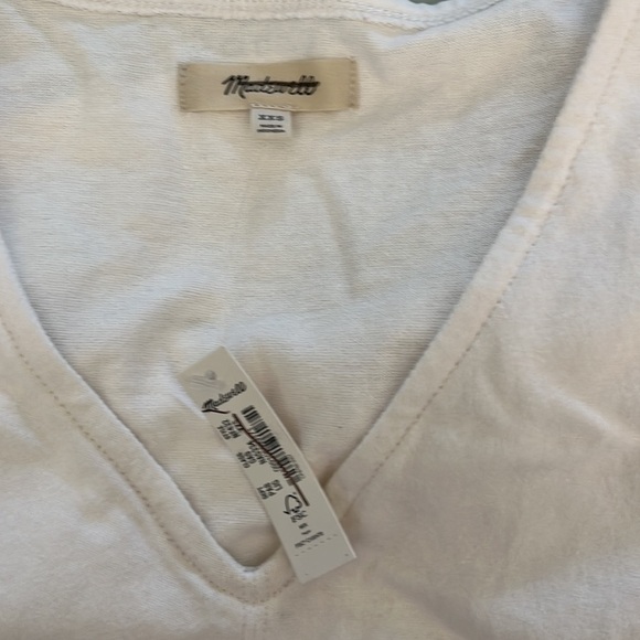 Madewell Organic Cotton V Neck Fitted Tee Shirt NF432 Ivory XXS - Picture 5 of 6
